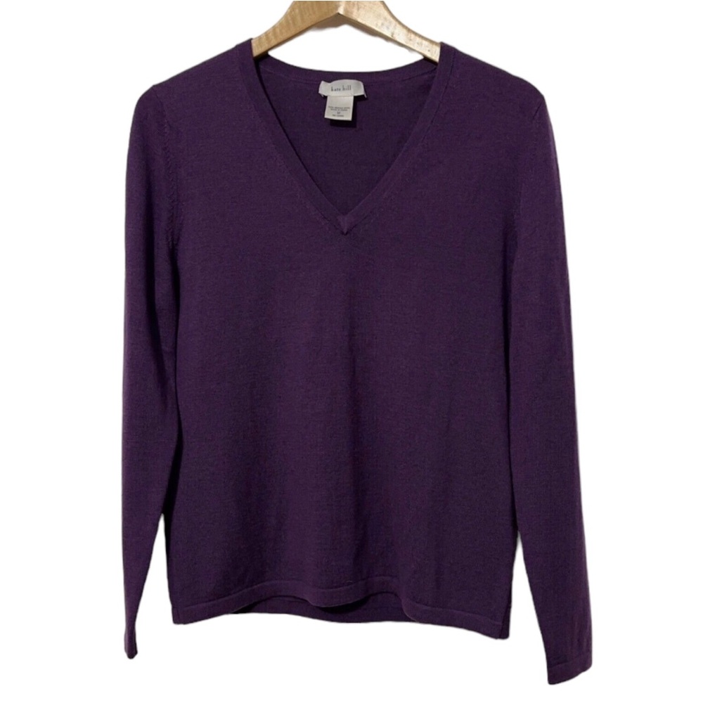 Kate Hill Womens Merino Wool Vneck Sweater Casual